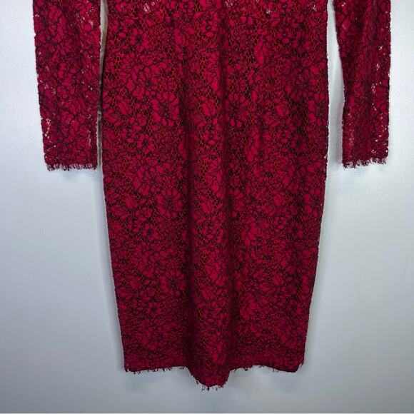 Shoshanna Garnet Illusion Lace Sheath dress red - 2 - Picture 6 of 13